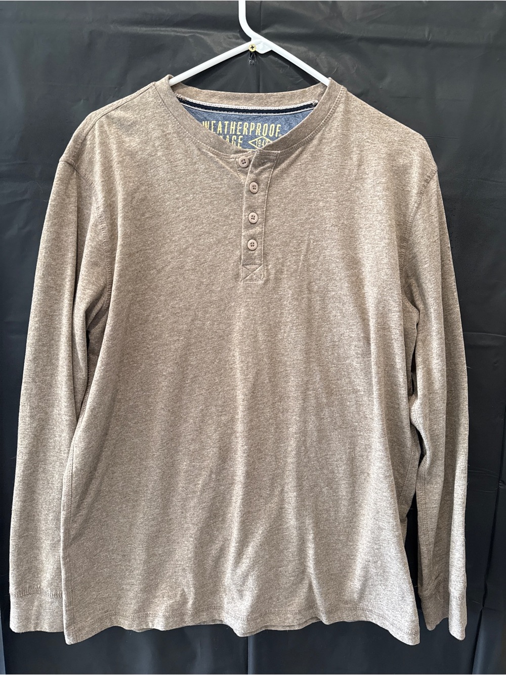 Weatherproof Men's Long-Sleeve Henley in Taupe Heather